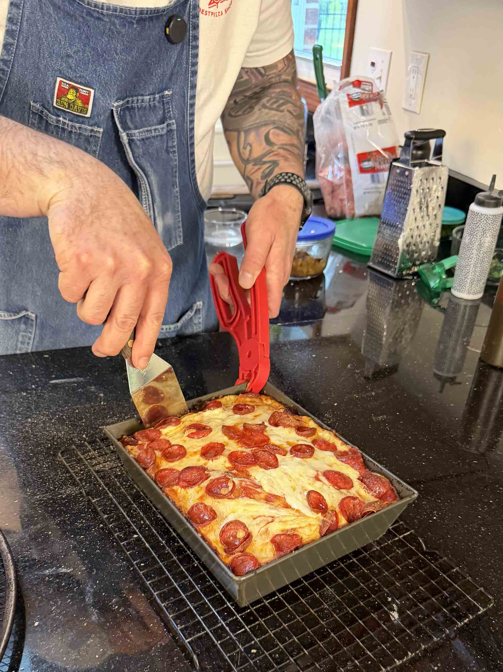 LloydPans 8 x 10 Detroit-style pizza pan used by The Best Pizza Shop
