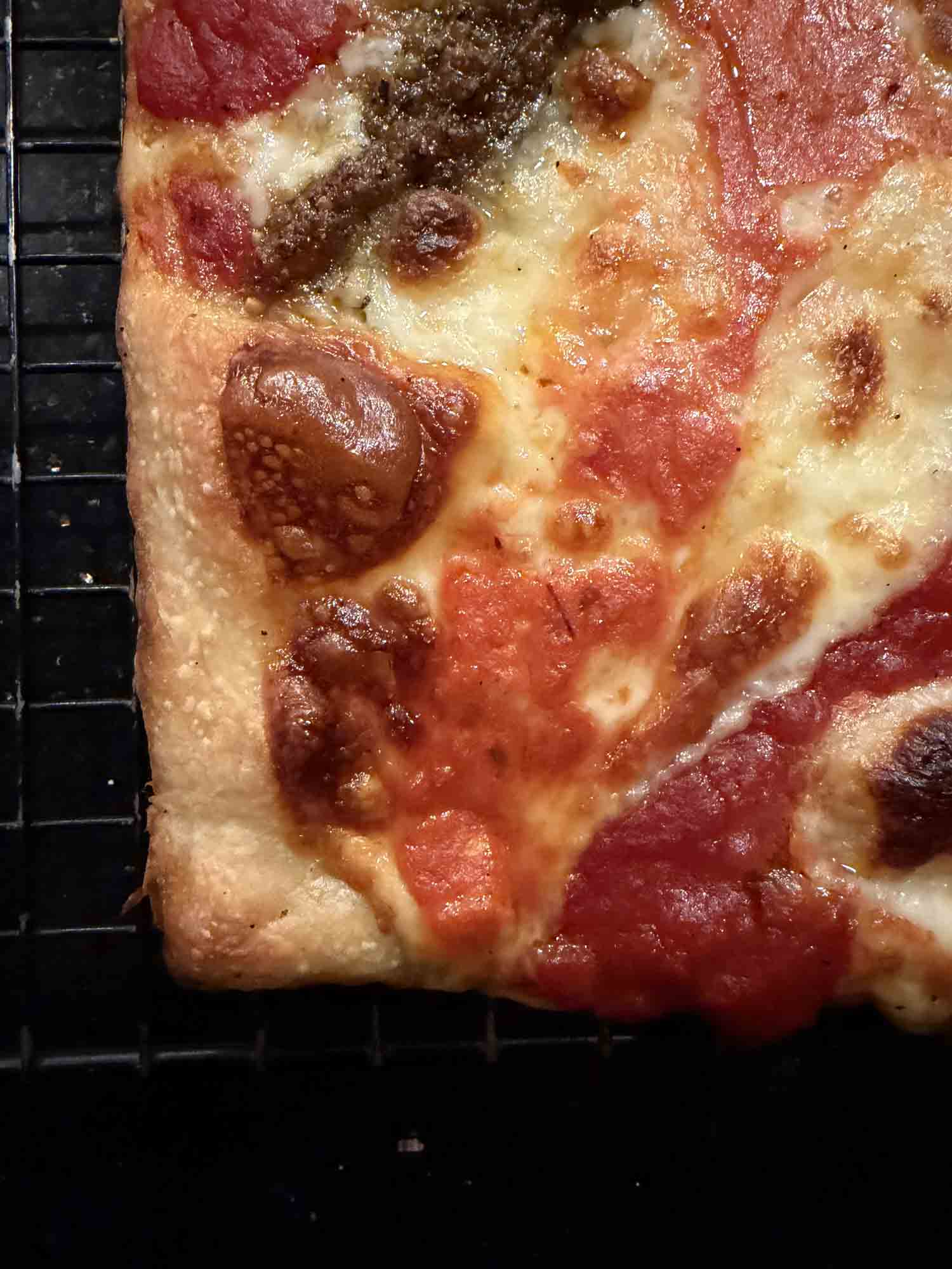 Grandma-style pizza made in a LloydPans pizza pan